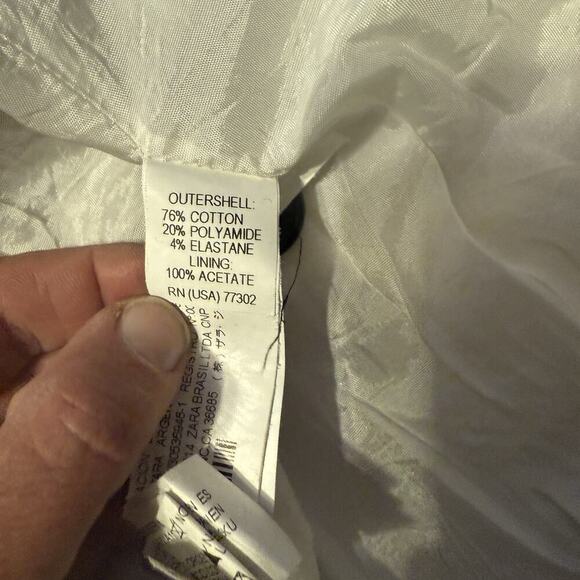 Zara Basic White With Blue Pin Stripes Open Front Classic Fit Blazer Size Med - Picture 6 of 11